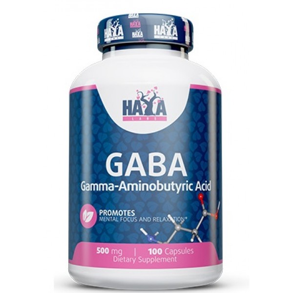 Гамма-аминомасляная кислота 500 мг, Haya Labs, Gaba 500 мг - 100 капс ...